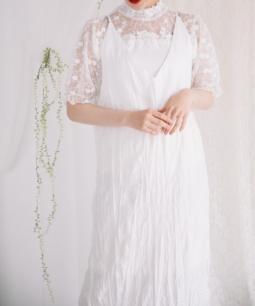 Mysa&Liina(ミーサリーナ)の「クリンクルキャミワンピース(ワンピース・レディース・オフホワイト/ピンク/ブルー/ブラウン・M)」の7枚目の写真