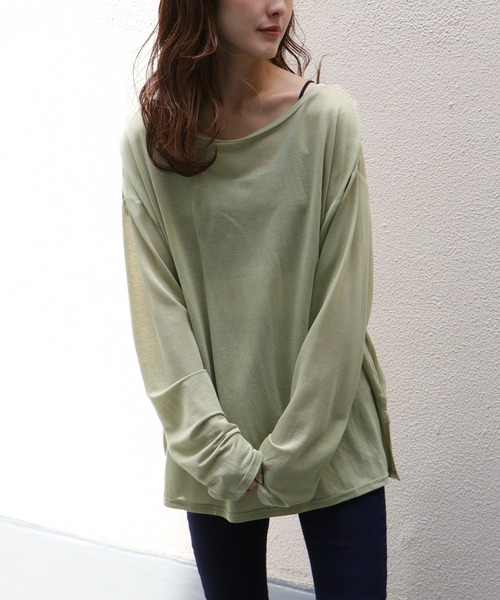 Avvenente（アベネンテ）の「【Avvenente】2WAYプリントシアーTシャツ（Tシャツ/カットソー・レディース・ホワイト/ブラック/ライトグリーン・M）」の8枚目の写真