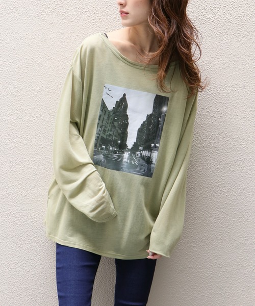 Avvenente（アベネンテ）の「【Avvenente】2WAYプリントシアーTシャツ（Tシャツ/カットソー・レディース・ホワイト/ブラック/ライトグリーン・M）」の9枚目の写真