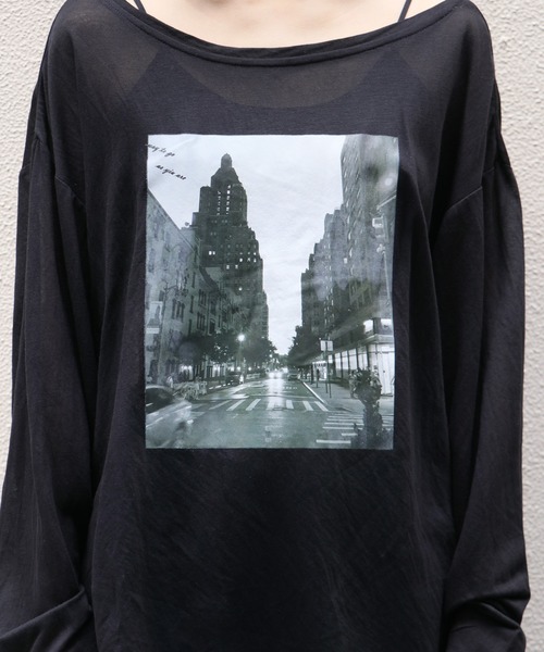 Avvenente（アベネンテ）の「【Avvenente】2WAYプリントシアーTシャツ（Tシャツ/カットソー・レディース・ホワイト/ブラック/ライトグリーン・M）」の14枚目の写真