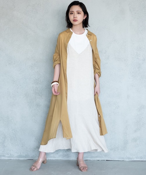 Aunt Marie's(アントマリーズ)の「AUNT MARIE’S シルクボイルシャツワンピース(シャツワンピース・レディース・オフホワイト/マスタード/ブラック/グリーン・FREE)」の4枚目の写真