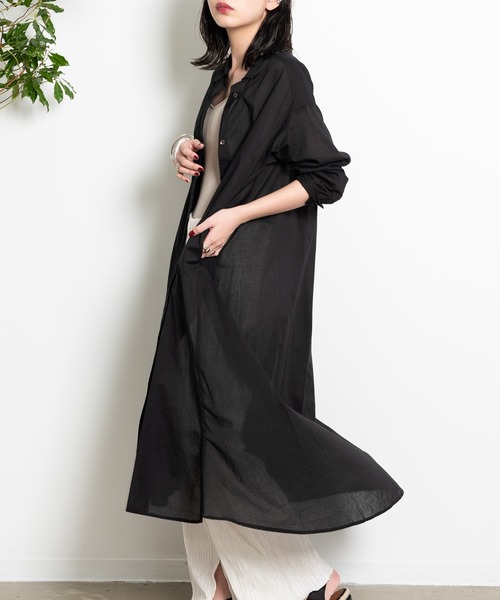 Aunt Marie's(アントマリーズ)の「AUNT MARIE’S シルクボイルシャツワンピース(シャツワンピース・レディース・オフホワイト/マスタード/ブラック/グリーン・FREE)」の5枚目の写真