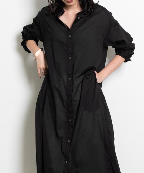 レア【アレキサンダーワン】シャツワンピース シルク オフショルダー ブラック Aunt Marie's（アントマリーズ）の「AUNT MARIE'S シルクボイルシャツ