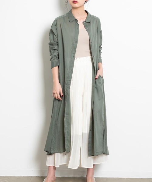 Aunt Marie's(アントマリーズ)の「AUNT MARIE’S シルクボイルシャツワンピース(シャツワンピース・レディース・オフホワイト/マスタード/ブラック/グリーン・FREE)」の11枚目の写真