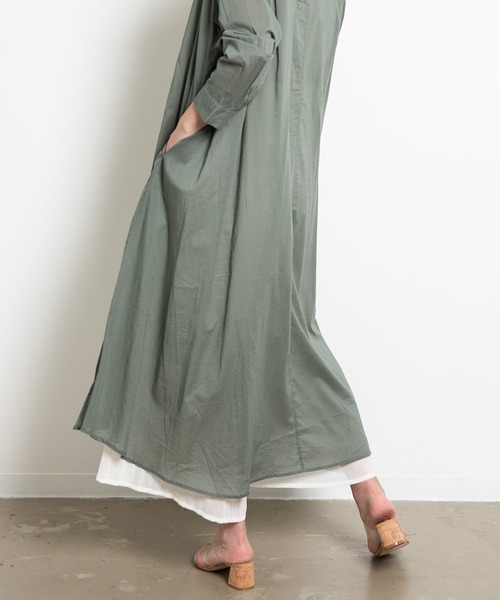 Aunt Marie's(アントマリーズ)の「AUNT MARIE’S シルクボイルシャツワンピース(シャツワンピース・レディース・オフホワイト/マスタード/ブラック/グリーン・FREE)」の13枚目の写真