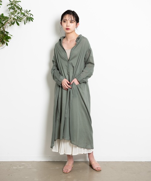 Aunt Marie's(アントマリーズ)の「AUNT MARIE’S シルクボイルシャツワンピース(シャツワンピース・レディース・オフホワイト/マスタード/ブラック/グリーン・FREE)」の15枚目の写真