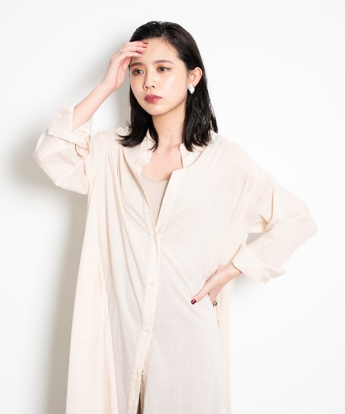 Aunt Marie's(アントマリーズ)の「AUNT MARIE’S シルクボイルシャツワンピース(シャツワンピース・レディース・オフホワイト/マスタード/ブラック/グリーン・FREE)」の17枚目の写真