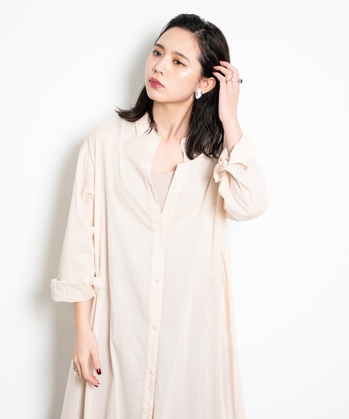 Aunt Marie's(アントマリーズ)の「AUNT MARIE’S シルクボイルシャツワンピース(シャツワンピース・レディース・オフホワイト/マスタード/ブラック/グリーン・FREE)」の19枚目の写真