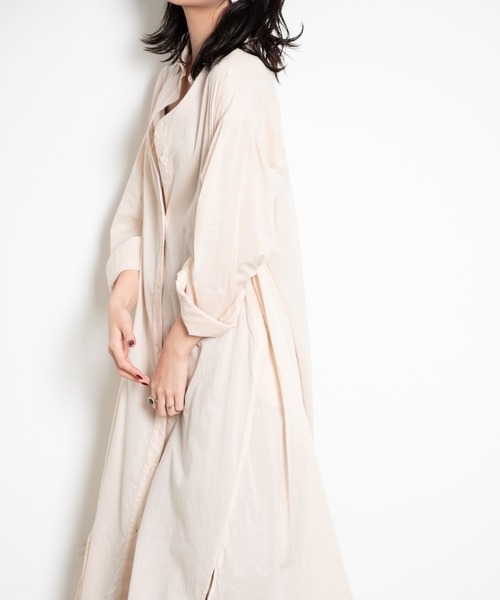 Aunt Marie's(アントマリーズ)の「AUNT MARIE’S シルクボイルシャツワンピース(シャツワンピース・レディース・オフホワイト/マスタード/ブラック/グリーン・FREE)」の20枚目の写真