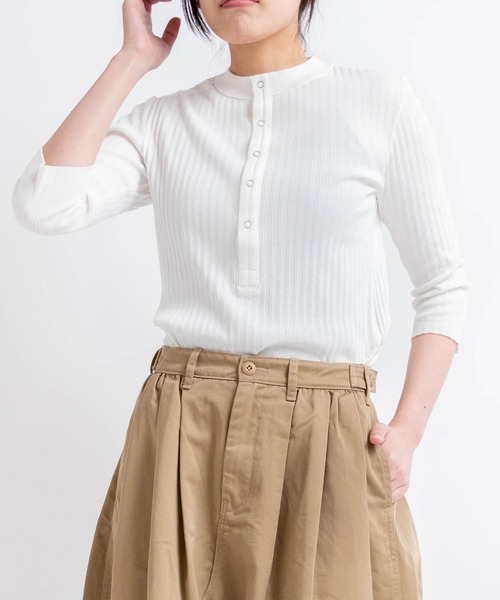 Audition（オーディション）の「M1405 プレーティングテレコヘンリープルオーバー（Tシャツ/カットソー・レディース・ブラック/パープル/ホワイト・MEDIUM）」の2枚目の写真