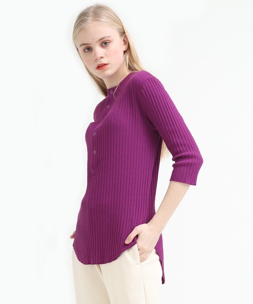 Audition（オーディション）の「M1405 プレーティングテレコヘンリープルオーバー（Tシャツ/カットソー・レディース・ブラック/パープル/ホワイト・MEDIUM）」の4枚目の写真