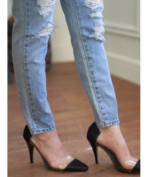 Darich（ダーリッチ）の「ヴィンテージテーパードダメージデニム（デニムパンツ・レディース・ブルー・S/M）」の12枚目の写真