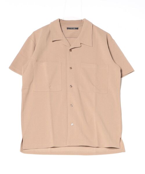 INNOCENT(イノセント)の「梨地オープン半袖シャツ(シャツ/ブラウス・レディース・ベージュ/ブラック/ブラウン/チャコールグレー・MEDIUM/LARGE)」の1枚目の写真