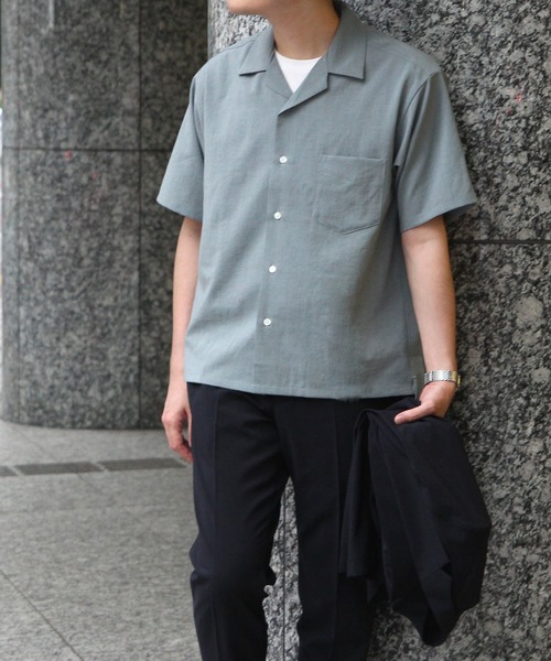 ADAM ET ROPE'(アダムエロペ)の「【EVALET/エバレット】ボックスシルエット オープンカラーシャツ(シャツ/ブラウス・メンズ・チャコールグレー/ライトグリーン/ベージュ系その他・M/L)」の19枚目の写真