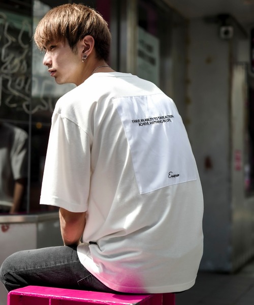 En serio TOKYO(エンソリオトーキョー)の「BACK PASTING / バックプリント ビッグ シルエット Tシャツ(Tシャツ/カットソー・メンズ・ブラック/ネイビー/オフホワイト/サンドベージュ/ミント/スモークピンク・LL/S/M/L)」の2枚目の写真