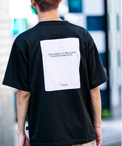 En serio TOKYO(エンソリオトーキョー)の「BACK PASTING / バックプリント ビッグ シルエット Tシャツ(Tシャツ/カットソー・メンズ・ブラック/ネイビー/オフホワイト/サンドベージュ/ミント/スモークピンク・LL/S/M/L)」の3枚目の写真