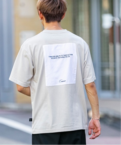 En serio TOKYO(エンソリオトーキョー)の「BACK PASTING / バックプリント ビッグ シルエット Tシャツ(Tシャツ/カットソー・メンズ・ブラック/ネイビー/オフホワイト/サンドベージュ/ミント/スモークピンク・LL/S/M/L)」の22枚目の写真