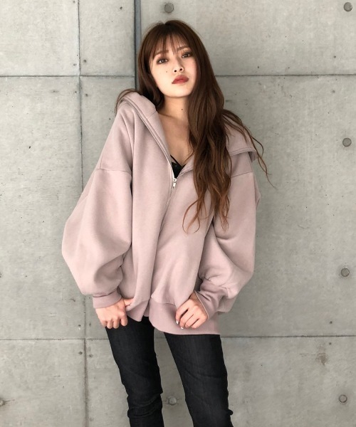 ENVYM - ENVYM　アンビー　長袖パーカー　ブラック　お洒落　大人気　ゆったりサイズ UNISEX 】グラフィックZIPパーカー（パーカー）｜ENVYM