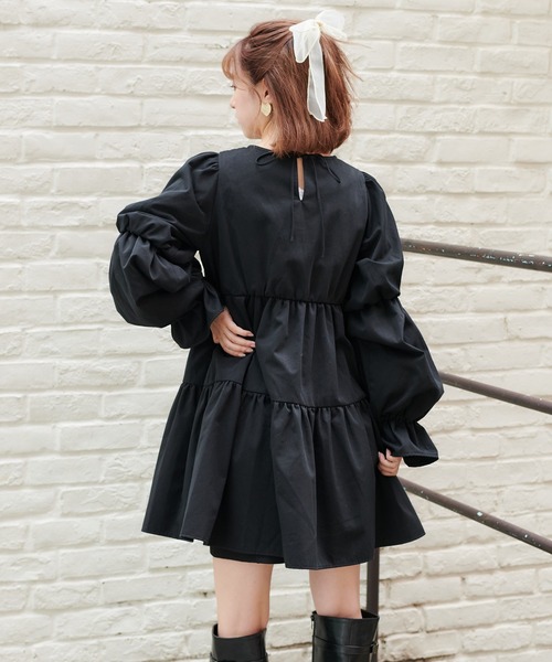 one after another NICE CLAUP(ワンアフターアナザーナイスクラップ)の「【Web限定】袖コンシャスティアードチュニック(チュニック・レディース・ブラック/オフホワイト/チェック/ブラウン系その他/ホワイト系その他・FREE)」の13枚目の写真