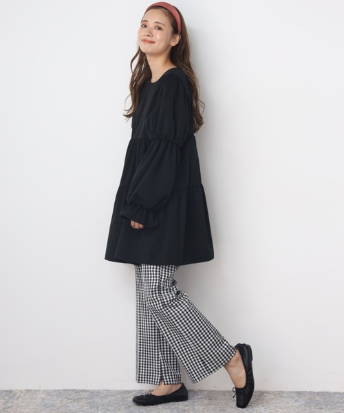 one after another NICE CLAUP(ワンアフターアナザーナイスクラップ)の「【Web限定】袖コンシャスティアードチュニック(チュニック・レディース・ブラック/オフホワイト/チェック/ブラウン系その他/ホワイト系その他・FREE)」の20枚目の写真