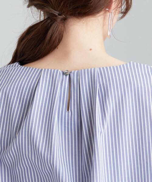 green label relaxing（グリーンレーベルリラクシング）の「CS フハクライク キーネック フレア 6分袖 カットソー（Tシャツ/カットソー・レディース・ライトグレー/ブラウン/コバルトブルー・FREE）」の5枚目の写真