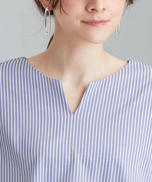 green label relaxing（グリーンレーベルリラクシング）の「CS フハクライク キーネック フレア 6分袖 カットソー（Tシャツ/カットソー・レディース・ライトグレー/ブラウン/コバルトブルー・FREE）」の6枚目の写真