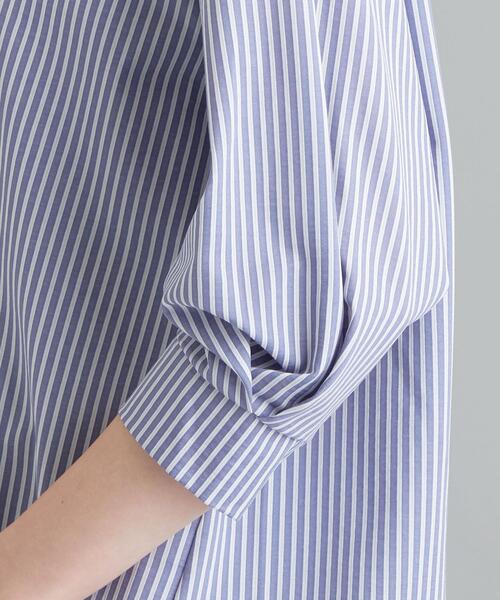 green label relaxing（グリーンレーベルリラクシング）の「CS フハクライク キーネック フレア 6分袖 カットソー（Tシャツ/カットソー・レディース・ライトグレー/ブラウン/コバルトブルー・FREE）」の7枚目の写真