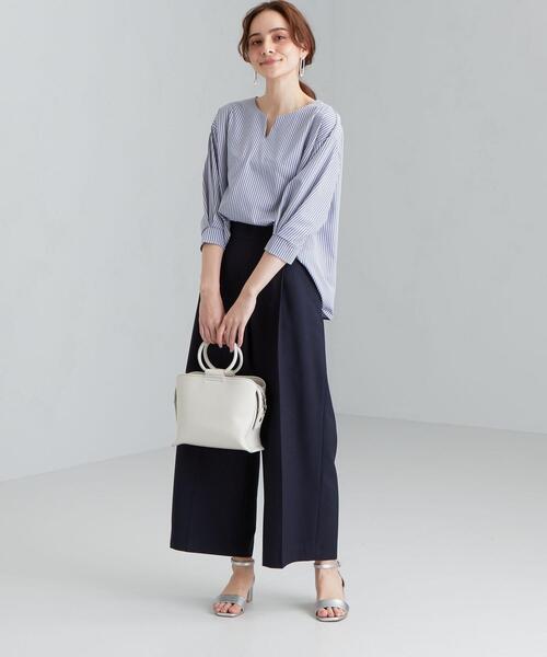 green label relaxing（グリーンレーベルリラクシング）の「CS フハクライク キーネック フレア 6分袖 カットソー（Tシャツ/カットソー・レディース・ライトグレー/ブラウン/コバルトブルー・FREE）」の12枚目の写真