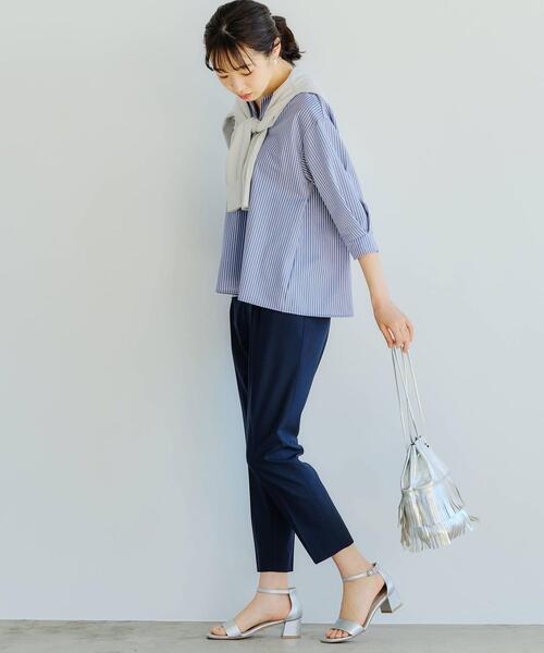 green label relaxing（グリーンレーベルリラクシング）の「CS フハクライク キーネック フレア 6分袖 カットソー（Tシャツ/カットソー・レディース・ライトグレー/ブラウン/コバルトブルー・FREE）」の22枚目の写真