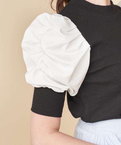 MIIA（ミーア）の「【ZOZO限定】異素材切替トップス【新色登場】（Tシャツ/カットソー・レディース・ブラック/ベージュ/モカ/グリーン・FREE）」の12枚目の写真