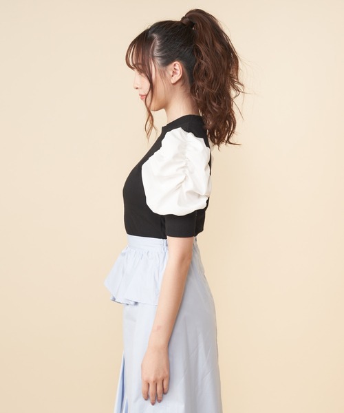 MIIA（ミーア）の「【ZOZO限定】異素材切替トップス【新色登場】（Tシャツ/カットソー・レディース・ブラック/ベージュ/モカ/グリーン・FREE）」の19枚目の写真