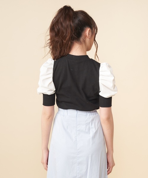 MIIA（ミーア）の「【ZOZO限定】異素材切替トップス【新色登場】（Tシャツ/カットソー・レディース・ブラック/ベージュ/モカ/グリーン・FREE）」の18枚目の写真