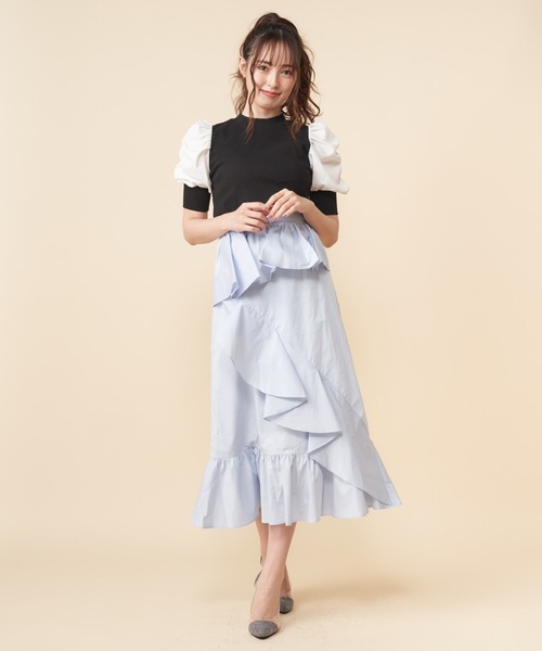 MIIA（ミーア）の「【ZOZO限定】異素材切替トップス【新色登場】（Tシャツ/カットソー・レディース・ブラック/ベージュ/モカ/グリーン・FREE）」の11枚目の写真