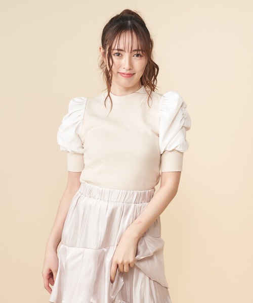 MIIA（ミーア）の「【ZOZO限定】異素材切替トップス【新色登場】（Tシャツ/カットソー・レディース・ブラック/ベージュ/モカ/グリーン・FREE）」の21枚目の写真