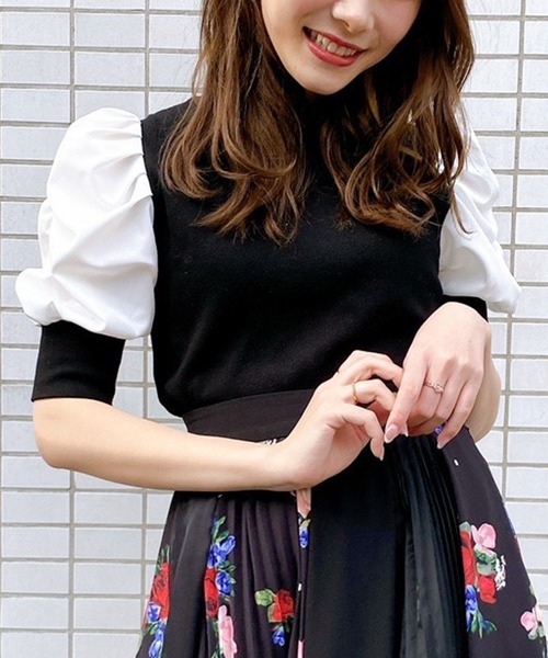 MIIA（ミーア）の「【ZOZO限定】異素材切替トップス【新色登場】（Tシャツ/カットソー・レディース・ブラック/ベージュ/モカ/グリーン・FREE）」の8枚目の写真