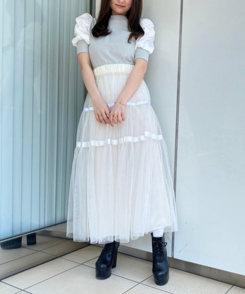 MIIA（ミーア）の「【ZOZO限定】異素材切替トップス【新色登場】（Tシャツ/カットソー・レディース・ブラック/ベージュ/モカ/グリーン・FREE）」の7枚目の写真