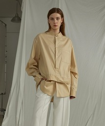 【UNSPOKEN】Layered stand-up collar shirt UQ20S009