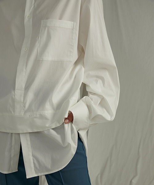 UNSPOKEN（アンスポクン）の「【UNSPOKEN】Layered stand-up collar shirt UQ20S009（シャツ/ブラウス・レディース・ライトブルー/ライトベージュ・M/S）」の6枚目の写真