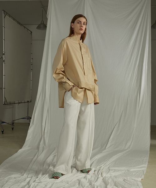 UNSPOKEN（アンスポクン）の「【UNSPOKEN】Layered stand-up collar shirt UQ20S009（シャツ/ブラウス・レディース・ライトブルー/ライトベージュ・M/S）」の5枚目の写真