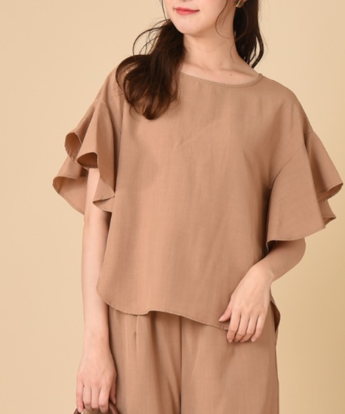 INTERPLANET(インタープラネット)の「タンブラーブッチャーセットアップ(ワンピース・レディース・ネイビー/サックスブルー/キャメル・FREE)」の6枚目の写真