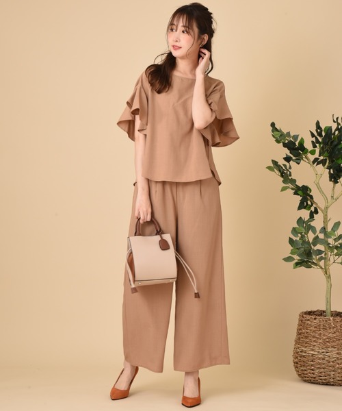 INTERPLANET(インタープラネット)の「タンブラーブッチャーセットアップ(ワンピース・レディース・ネイビー/サックスブルー/キャメル・FREE)」の9枚目の写真