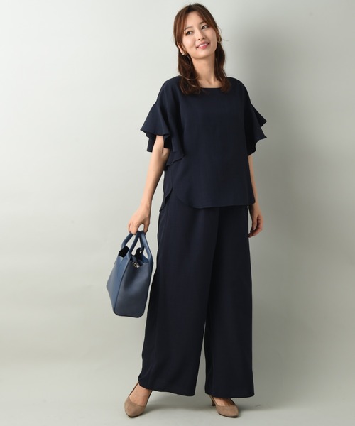 INTERPLANET(インタープラネット)の「タンブラーブッチャーセットアップ(ワンピース・レディース・ネイビー/サックスブルー/キャメル・FREE)」の14枚目の写真