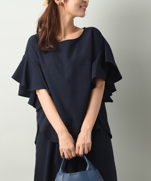 INTERPLANET(インタープラネット)の「タンブラーブッチャーセットアップ(ワンピース・レディース・ネイビー/サックスブルー/キャメル・FREE)」の13枚目の写真