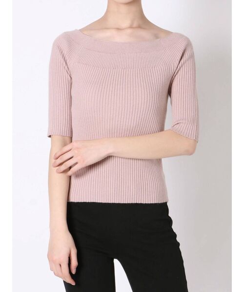 MERCURYDUO（マーキュリーデュオ）の「ウォッシャブル2WAY5分袖リブニット（ニット/セーター・レディース・パープル/ブルー/ベビーピンク/アイボリー・FREE）」の4枚目の写真