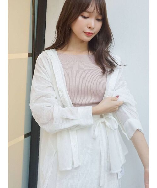 MERCURYDUO（マーキュリーデュオ）の「ウォッシャブル2WAY5分袖リブニット（ニット/セーター・レディース・パープル/ブルー/ベビーピンク/アイボリー・FREE）」の7枚目の写真