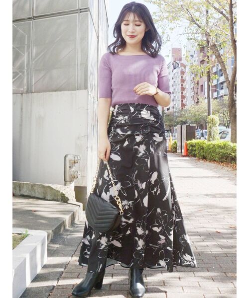 MERCURYDUO（マーキュリーデュオ）の「ウォッシャブル2WAY5分袖リブニット（ニット/セーター・レディース・パープル/ブルー/ベビーピンク/アイボリー・FREE）」の9枚目の写真