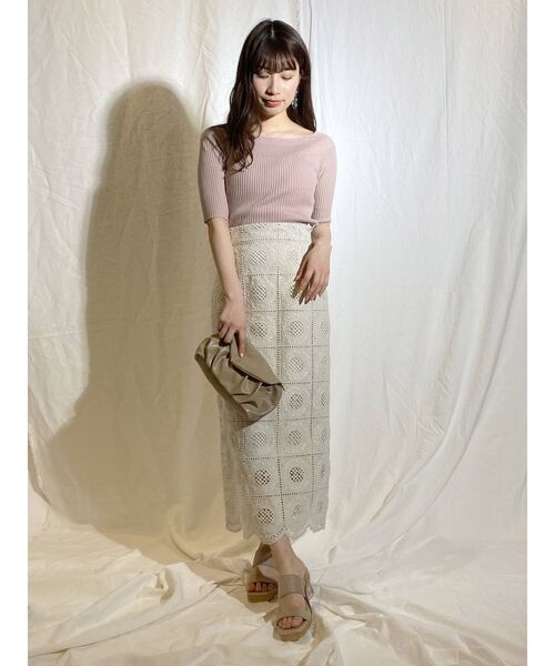 MERCURYDUO（マーキュリーデュオ）の「ウォッシャブル2WAY5分袖リブニット（ニット/セーター・レディース・パープル/ブルー/ベビーピンク/アイボリー・FREE）」の16枚目の写真