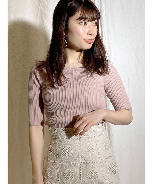 MERCURYDUO（マーキュリーデュオ）の「ウォッシャブル2WAY5分袖リブニット（ニット/セーター・レディース・パープル/ブルー/ベビーピンク/アイボリー・FREE）」の17枚目の写真