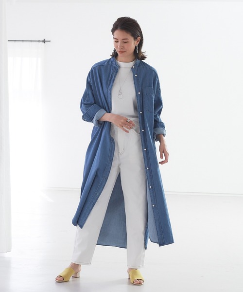 パールボタンデニムシャツワンピース ワンピース Abahouse Blanc ワンピース Basque Devinette ドゥヴィネット のファッション