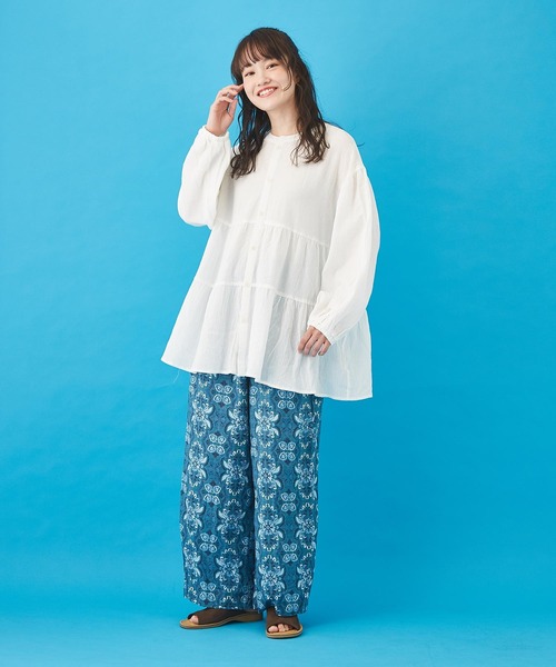 CUBE SUGAR（キューブシュガー）の「ボイル 総柄プリント イージーパンツ（その他パンツ・レディース・ベージュ/ネイビー/グレー/サックスブルー・M）」の20枚目の写真